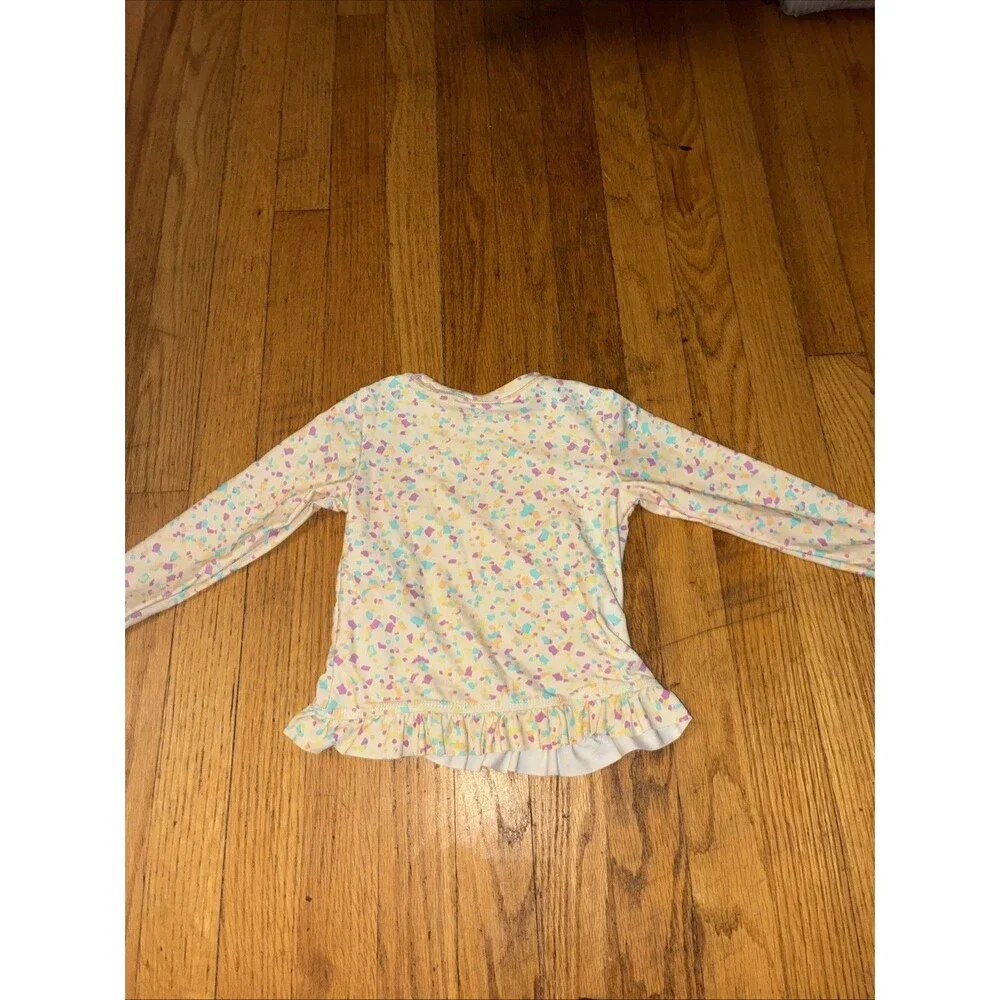 Ruffle Butts Swim Shirt Size 6 Rash Guard Long Sleeve Ruffles Confetti Beige
